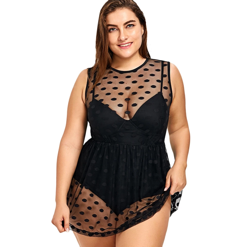 

Women Sexy Push Up Bathing Suit Retro Large Size Swimsuit Plus Size Swimwear Polka Dot One Piece Swimsuit Vintage Swimwear