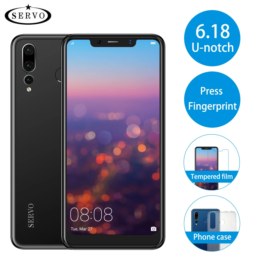 

Original SERVO P20 6.18" U-notch Display Smart Mobile Phone Android 8.1 Fingerprint Dual Back Camera 8.0MP 4G LTE Cell Phone