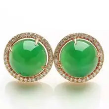 Природный зеленый халцедон СЕРЬГИ 925 серебро натуральный драгоценный камень серьги женские классические элегантные модные изысканный круглый серьги ювелирные изделия