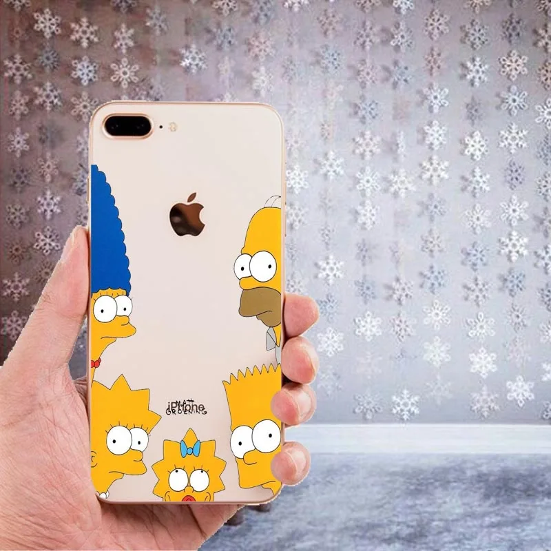 Мягкий чехол LISHE The Simpson из ТПУ для iPhone 11, 11Pro, 5, 5S, SE, 6, XS, Max, 7, 8 Plus, XR, забавный, прозрачный, высококачественный чехол - Цвет: TPU