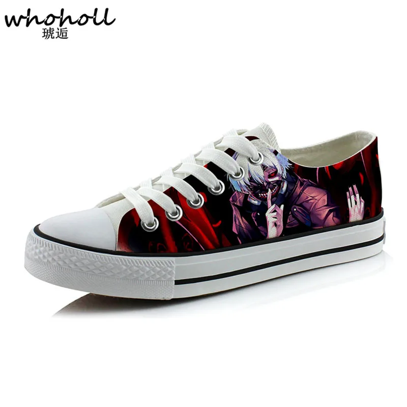 

WHOHOLL Spring Men's Vulcanize Shoes Casual Canvas Shoes Tokyo Ghoul Couple Tenis Feminino Shoes Lace-Up Couples Footwear 35-43