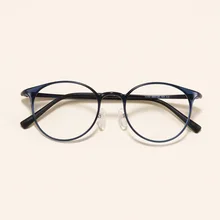 Round Retro Ultra-light Slim Tungsten Carbon Steel Prescription Frame Student Decoration Myopia Eyeglasses Eyewear Big Face