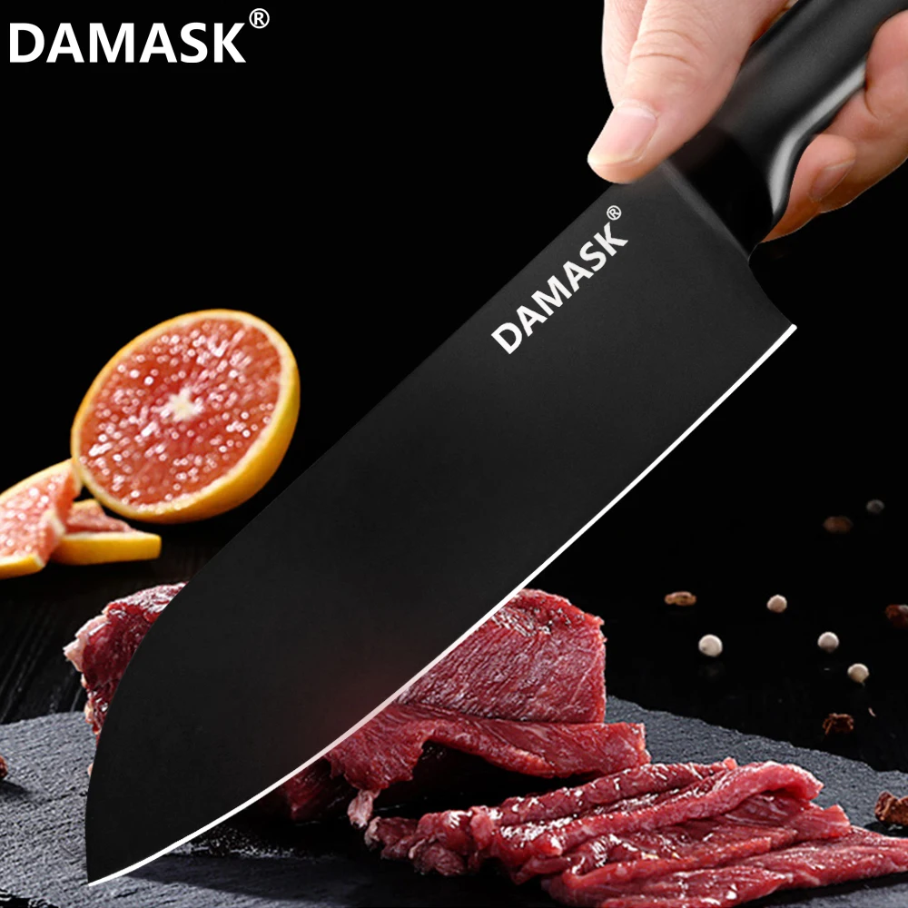 Дамасский 4Cr14mov нож из нержавеющей стали Santoku разделочный нож Nakiri универсальный кухонный нож шеф-повара многофункциональные аксессуары для приготовления пищи