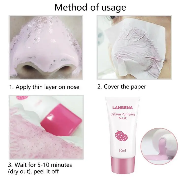 

LANBENA Strawberry Blackhead Remover Nose Mask Mud Pore Strip Black Mask Peel off Mask Acne Treatment Nose Peel Mask Skin Care