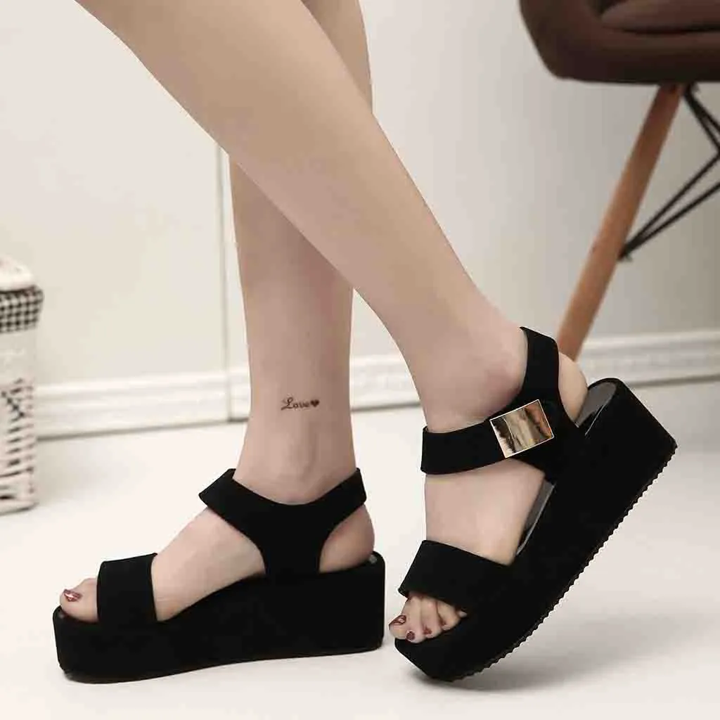 

Women's Fashioh Summer Solid Peep Toe Casual Wedge Platform Shoes women sandals flat casual Ladies Sandals #XTN