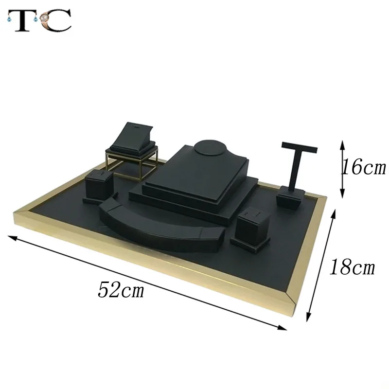Нержавеющая сталь черные кожаные украшения Дисплей Цепочки и ожерелья показал браслет витрина Jewellery Дисплей 52*38*16 см