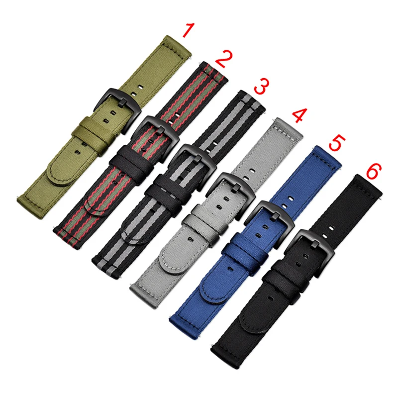 

18 20 22 24mm Top Nylon Exchange Watchband Comfortable Belt Replacement Band Strap With Silver Black Buckle
