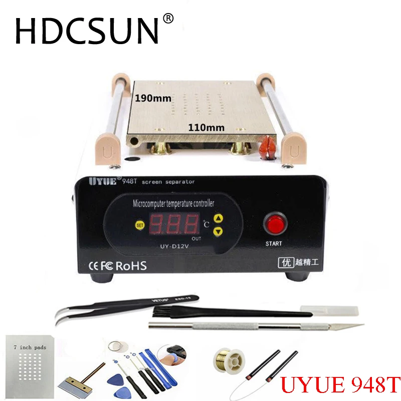 

UYUE 948T Preheat Separator Built-in Vacuum Pump Split Screen Machine Heating Platform 7 Inches Phone Disassemble Repair Tool