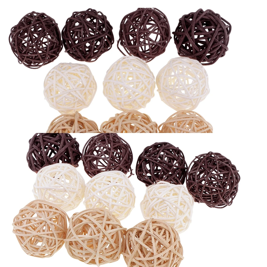 20 Pieces Natural Wicker Rattan Ball 5cm Twig Orbs Balls DIY Embellishments Wedding Ornaments Crafts String Lights Supply