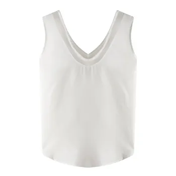 

Fashion Women Summer Chiffon Sleeveless V-Neck Casual Black White Tank Blouse Shirts
