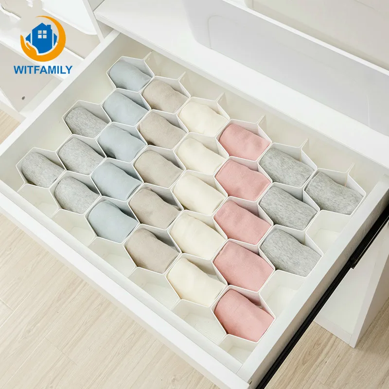 

DIY Grid Storage Organizer Cell Sorting Panties Socks Adjustable Drawer Honeycomb Clapboard Partition Divider box separator