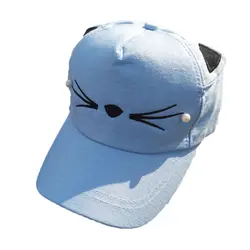 Для девочек с милыми ушками углу детская бейсбольная кепка отскок Лето Регулируемая солнцезащитная Кепка ребенок хип-хоп Hat