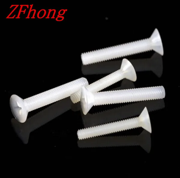 

200pcs white M2*5/6/8/10/12 Nylon Plastic insulation Phillips Cross Recessed Flat Countersunk Head Machine Screw