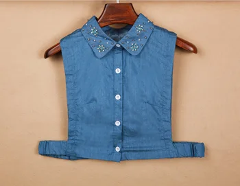 

Fashion women Decorative Collars accessaries Removable False Choker Blue jeans detachable Lace Beaded Detachable Lapel