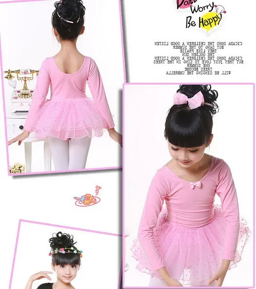 Балетное платье для детей ростом от 110 до 160 см; цвет розовый, черный; танцевальное трико с длинными рукавами; фатиновое платье с блестками балетный костюм-пачка для гимнастики