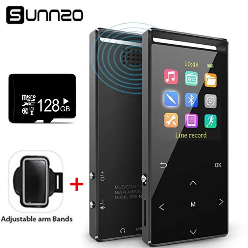 

16GB Bluetooth MP3 Player with 128GB Memory Card Support Music, FM, Recording, Pedometer.Armband Earphone 128g TF Card included