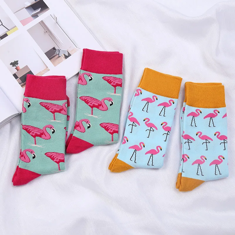 Носки мужские цветные с рисунком Фламинго 1 пара = 2 шт.|Мужские носки| |