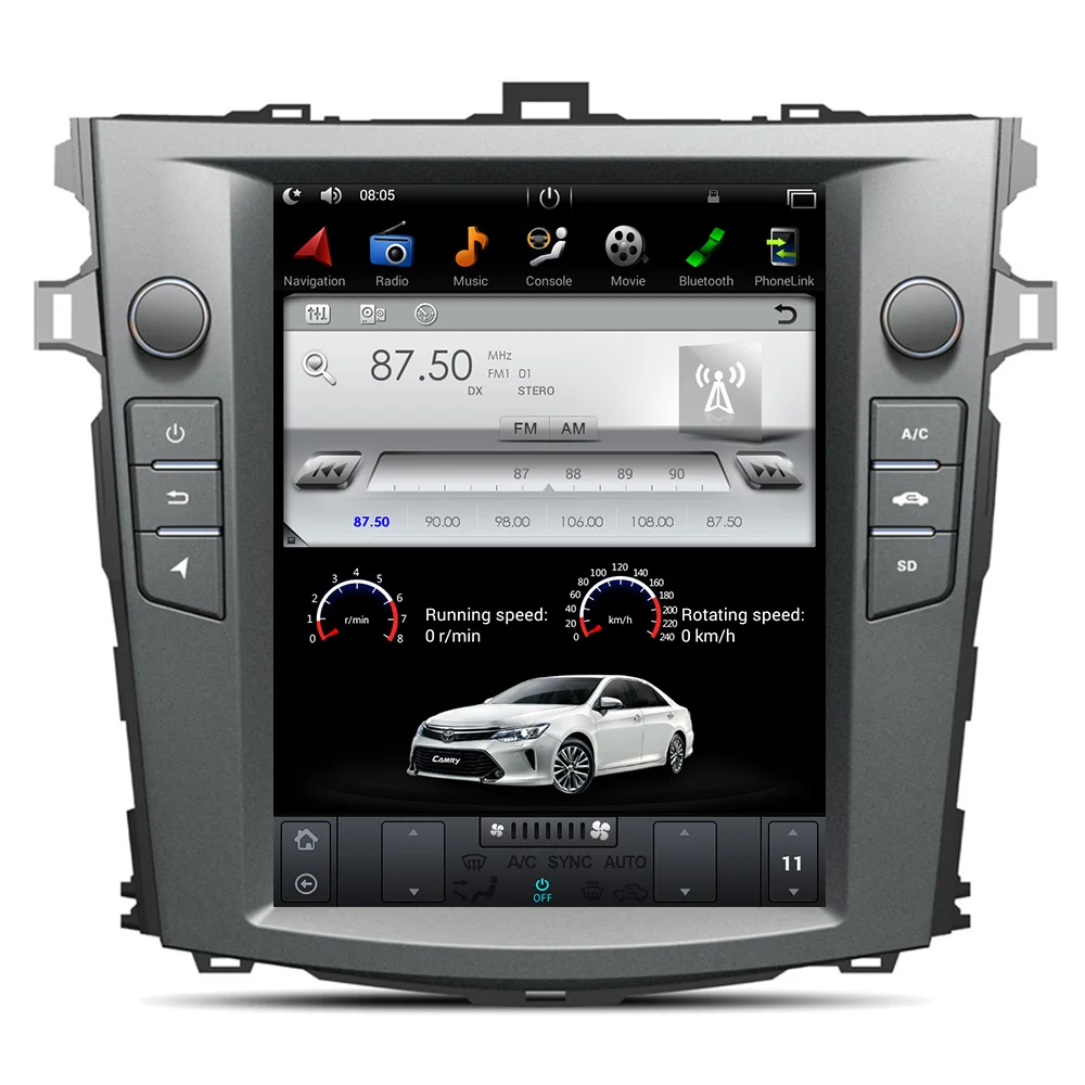 

10.4" Tesla style Android 9.0 Car DVD Player Stereo GPS Navigation Headunit For Toyota Corolla 2007-2013 Satnav Multimedia Audio
