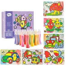24 шт песок художественная бумага с 12 цветами бутылка песок для детей игрушки для рисования/дети мультфильм песок живопись искусство для детского сада ремесло