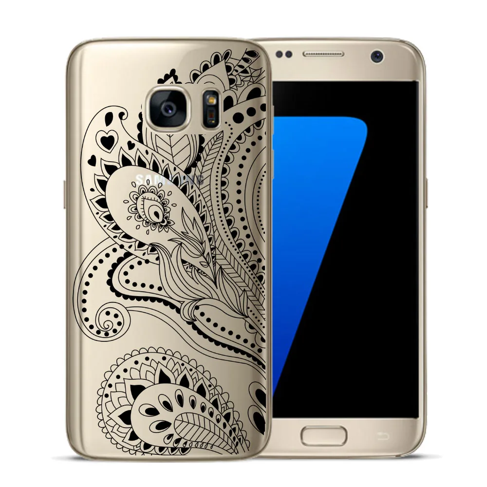 Мягкий чехол из ТПУ с цветочным кружевом и мандалой для Samsung Galaxy S5 Mini S6 S7 Edge S8 S9 S10