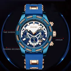 Байден часы Для мужчин модные спортивные кварцевые часы кожаный Для мужчин часы лучший бренд класса люкс Синий Водонепроницаемый часы