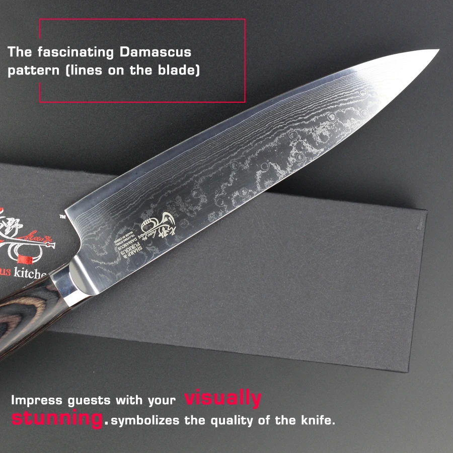HAOYE 8 дюймов Дамасские кухонные ножи из японской нержавеющей стали сашими нарезки ломтерезка нож шеф-повара изгиб Ручка