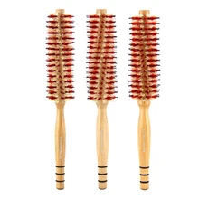 Pro 3 шт. деревянная щетка для волос круглая антинагревающая нейлоновая Расческа для закручивания волос для женщин 3 размера Парикмахерская круглая щетка W-03 для салона