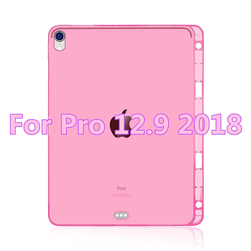 Чехол для iPad Pro 12,9, мягкая задняя крышка из ТПУ для iPad Pro 11, чехол с карандашом, чехол для iPad Pro 12,9 - Цвет: pink 12.9 2018
