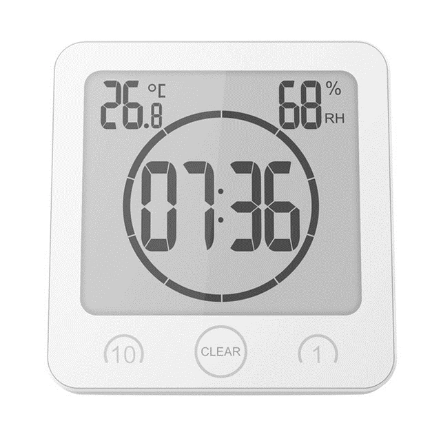 Водонепроницаемые ЖК-цифровые настенные часы для душа на присоске настенная подставка с сигнализацией Таймер Температура Влажность Ванна Метеостанция для дома - Цвет: Белый