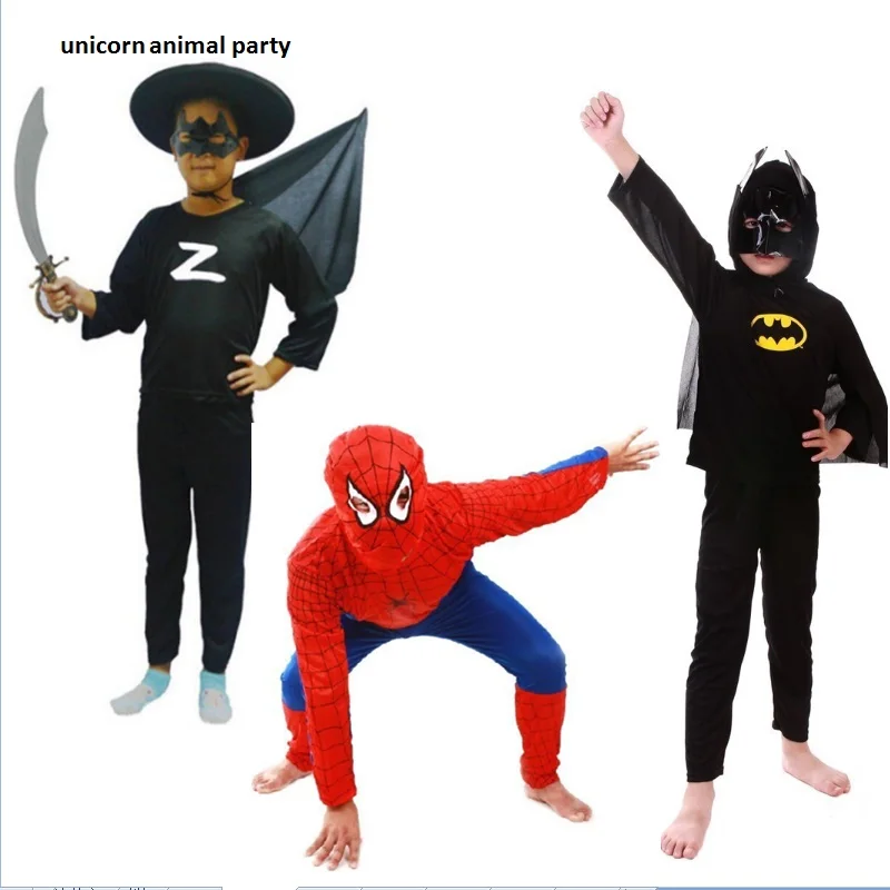 

kids superhero capes anime cosplay carnival costume Red spiderman costume black spiderman batman superman halloween costumes