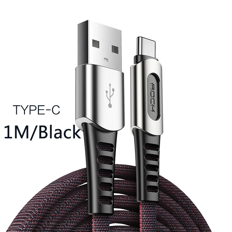 ROCK 3в1 USB кабель для iPhone XS MAX XR X 8 7 6 кабель Micro usb type C кабель для samsung S10 S9 Быстрая зарядка 3.6A шнур зарядного устройства - Цвет: Black for Type C