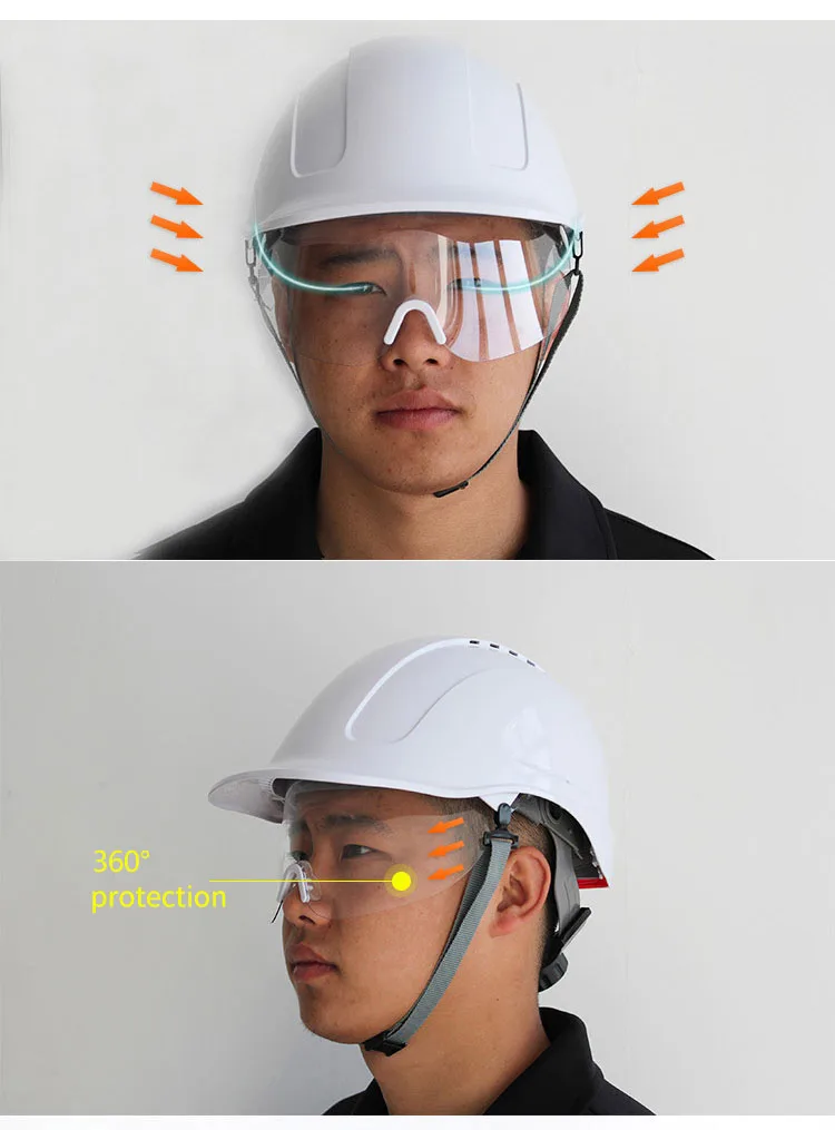 Safety Helmet With Transparent PC glasses Hard Hat ABS Construction Protective Helmets Work Cap Engineering Power Rescue Helmet (5)