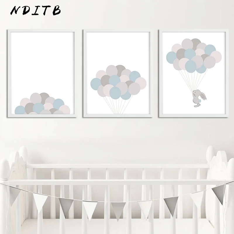 

NDITB Cartoon Rabbit Canvas Posters Nursery Prints Wall Art Painting Nordic Kids Decoration Pictures Baby Girls Bedroom Decor