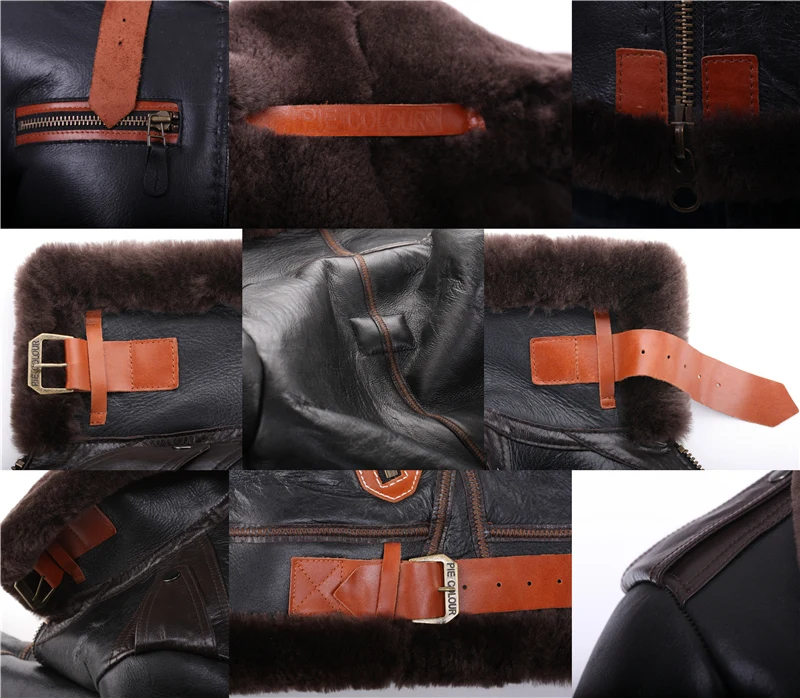 Мужская кожаная куртка бомбер B3 авиаторская с меховой защитой B6|bomber fur|leather