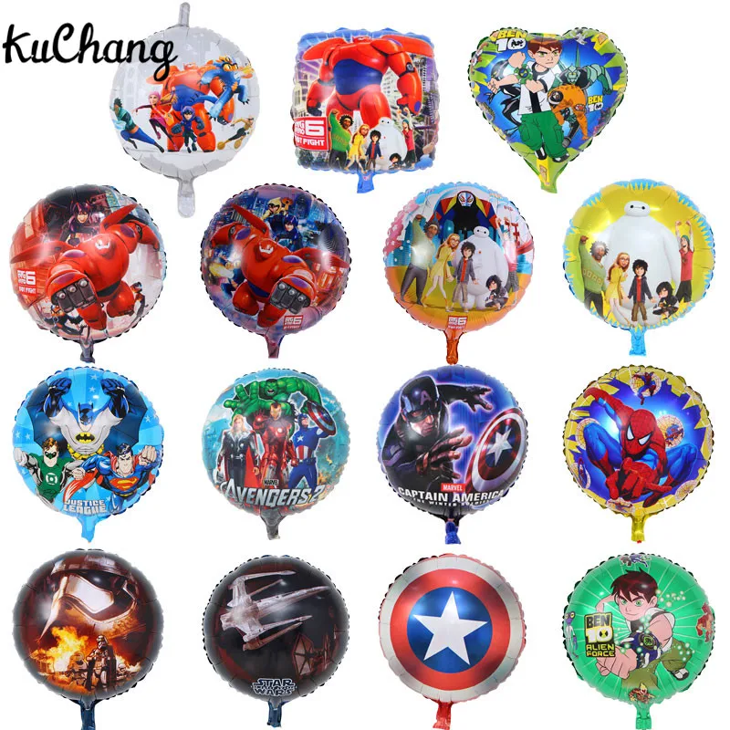 

50pcs/lot 45*45cm batman Superman Batman Spiderman Foil balloons baby birthday party Hero helium Globos Decoration Ball boy toys