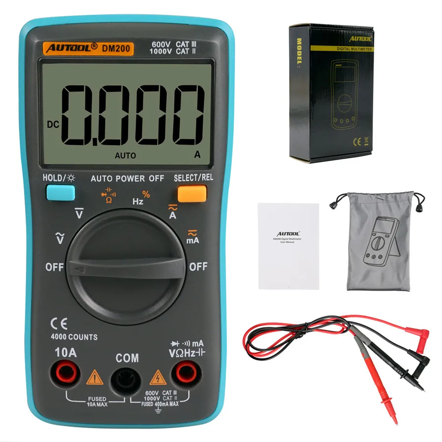Цифровой мультиметр AUTOOL DM200 ЖК дисплей AC DC автоматическое определение напряжения