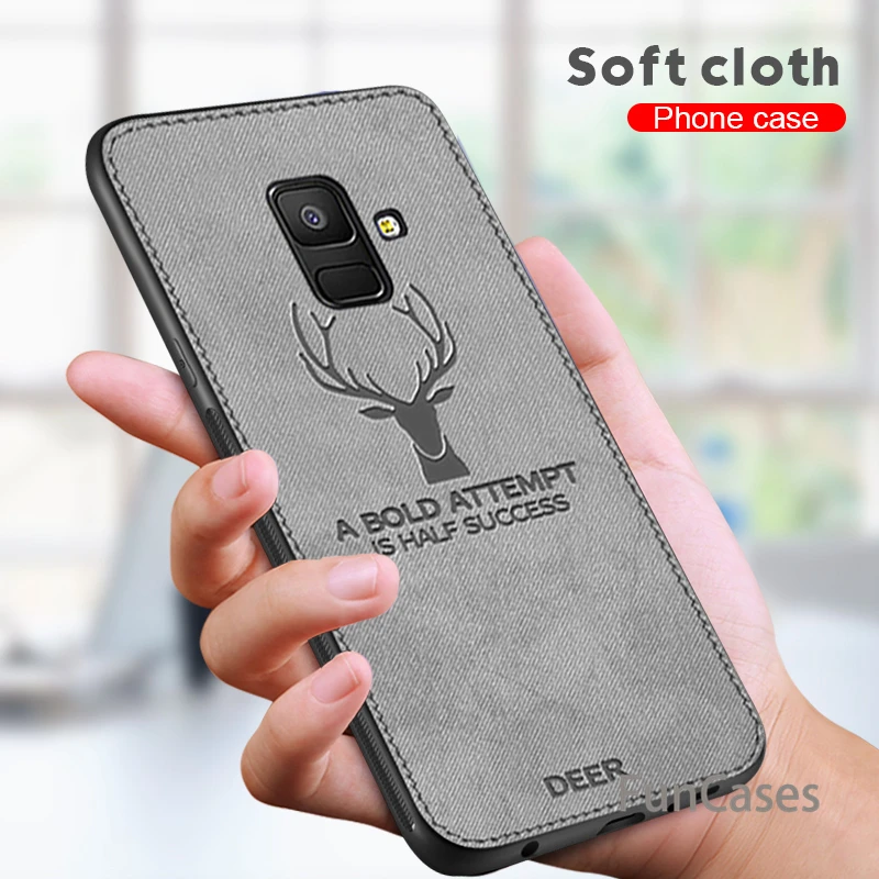 Frabric 3D оленя тканью силиконовый чехол для samsung Galaxy A6 A8 S9 S8 J6 J4 плюс 2018 J5 J7 J3 2017