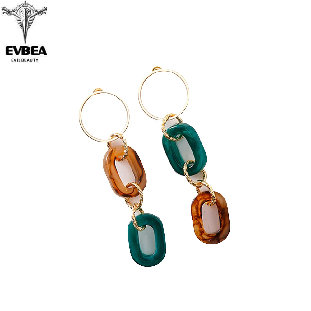 

EVBEA New Design Trendy Women Link Earrings Spring New Green Brown Color Acrylic Earrings Fashion Lady Earrings