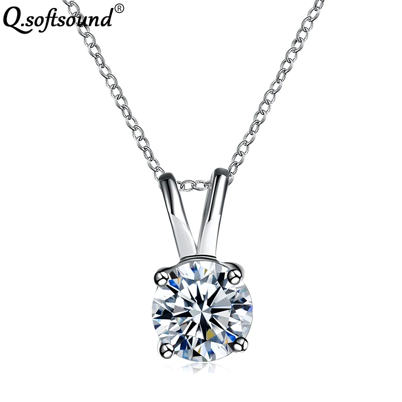 Classic 1.25ct Solitaire Hearts and Arrows CZ Stone Pendant Necklaces