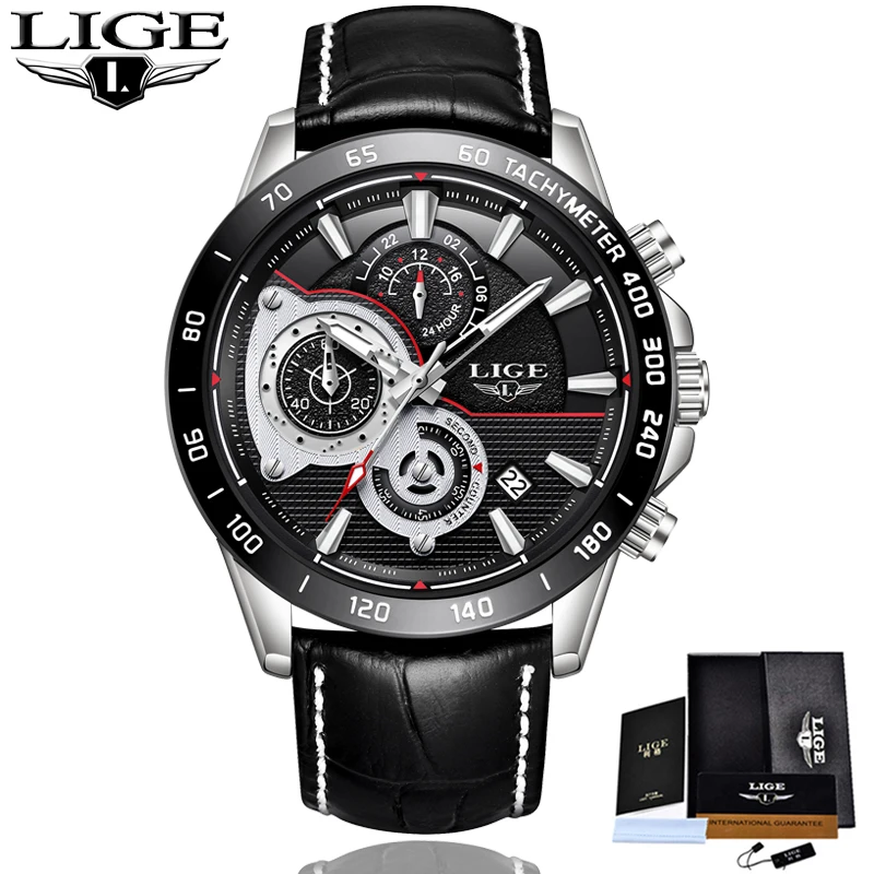 

2018 New Fashion LIGE Mens Watch Men Leather Business Watch Date Chronograph Quartz-watch Male Gifts Clock Relogio Masculino