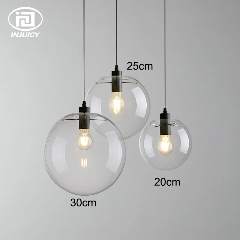Nordic Industrial Glass Ball Pendant Hanging Lamp Restaurant Study Bar