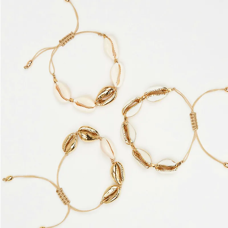 Европейское и американское популярное ожерелье с раковинами набор золотого сплава натуральный корпус ручной узел ожерелье Фенечка