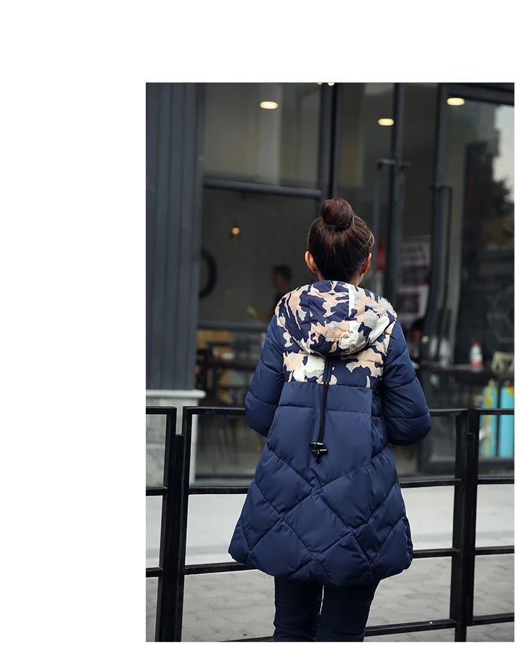 Новинка, зимняя Женская Толстая теплая тонкая парка с капюшоном, пальто+ штаны, комплект из 2 предметов, Женская камуфляжная Лоскутная куртка, верхняя одежда, костюм B48