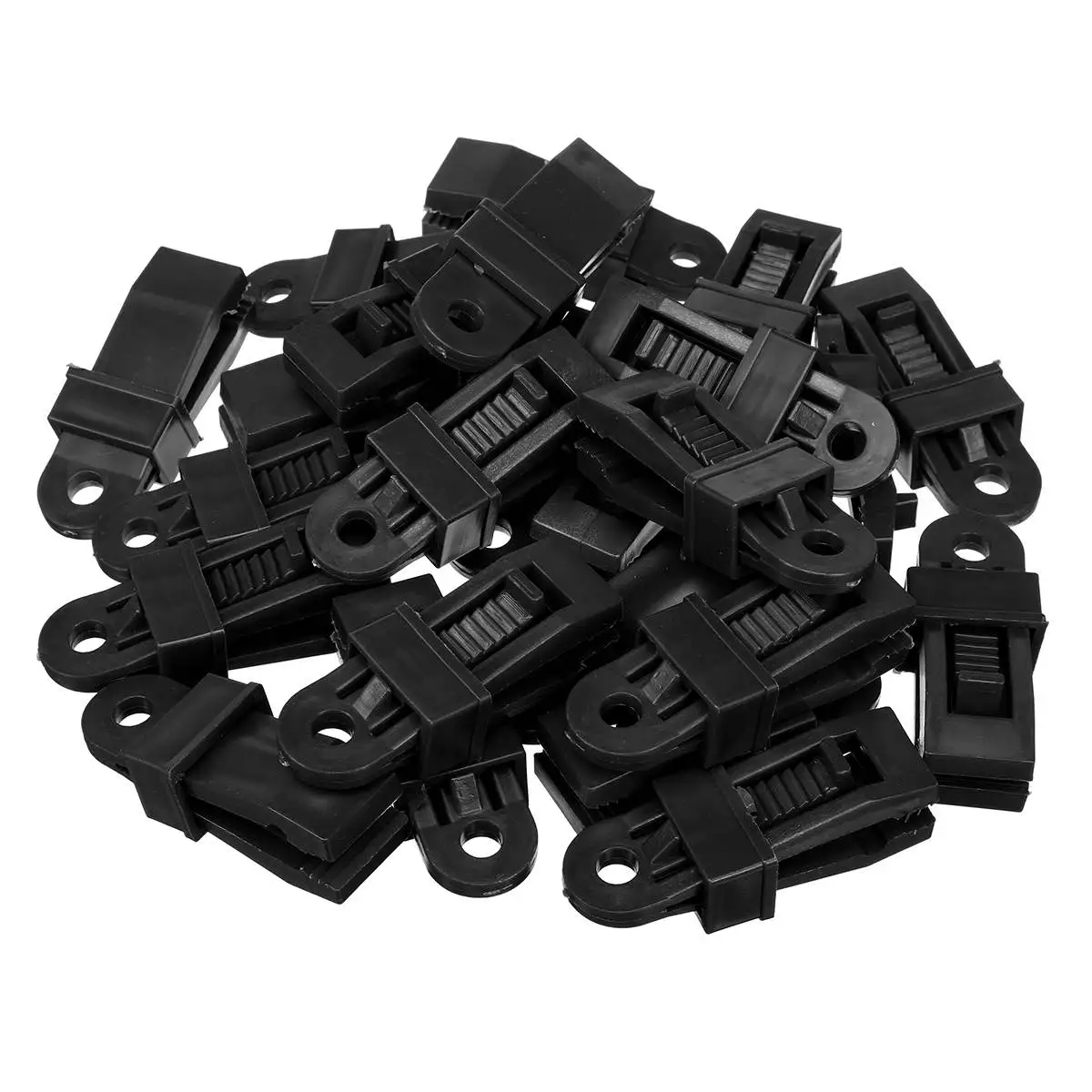 24Pcs/Set Reusable Sunshade Tent Clip Buckle Heavy Duty Pliers Camping Survival Clips Outdoor Camping Tools Tent Accessories - Цвет: Black
