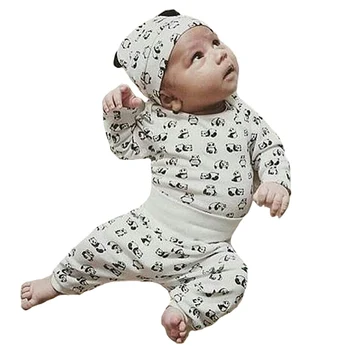 

Baby Clothes Sets Brand Cartoon Animal 3pcs Girl Boy Clothing Set Autumn Panda Printed T-shirts+Pants+Hats/Caps Newborn Outfits