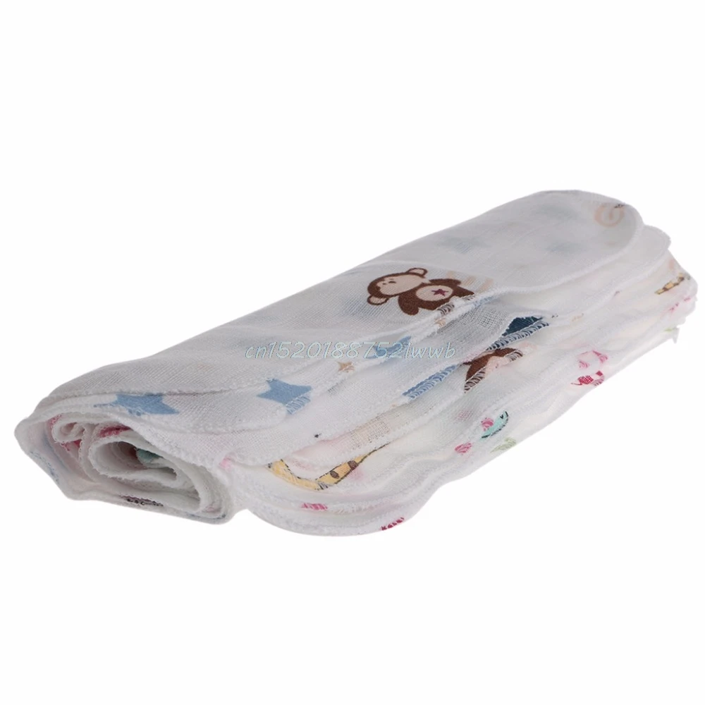 10 шт. детское полотенце 28*28 см муслиновое полотенце носовые платки Двухслойное полотенце# T026
