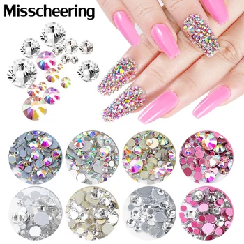 

1440pcs Multi Size Nail Crystal AB Rhinestones Nail Art Decorations Charms Flat-back 3D Nail Art Glass Gems Manicure Accessories