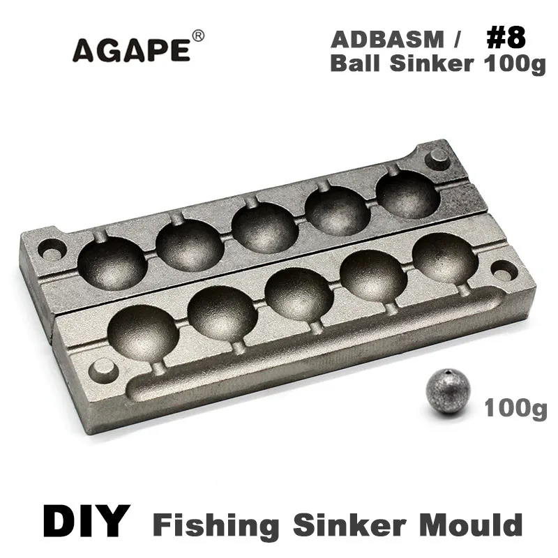 

Agape DIY Fishing Ball Sinker Mould ADBASM/#8 Ball Sinker 100g 5 Cavities