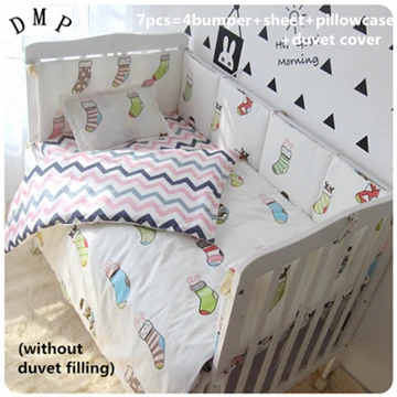 

Promotion! 6/7PCS Baby bedding sets crib baby bumper,100% cotton cartoon ,120*60/120*70cm