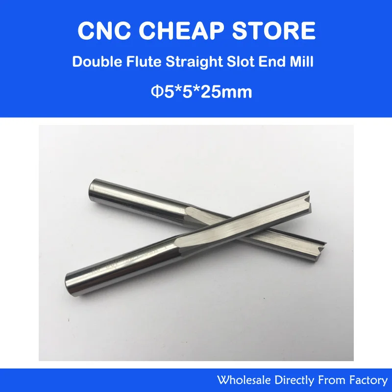 

5pcs 5mm * 25mm Straight Slot Bit Wood Cutter CNC Solid Carbide Two Straight Flute Bits CNC Router Bits Cutter